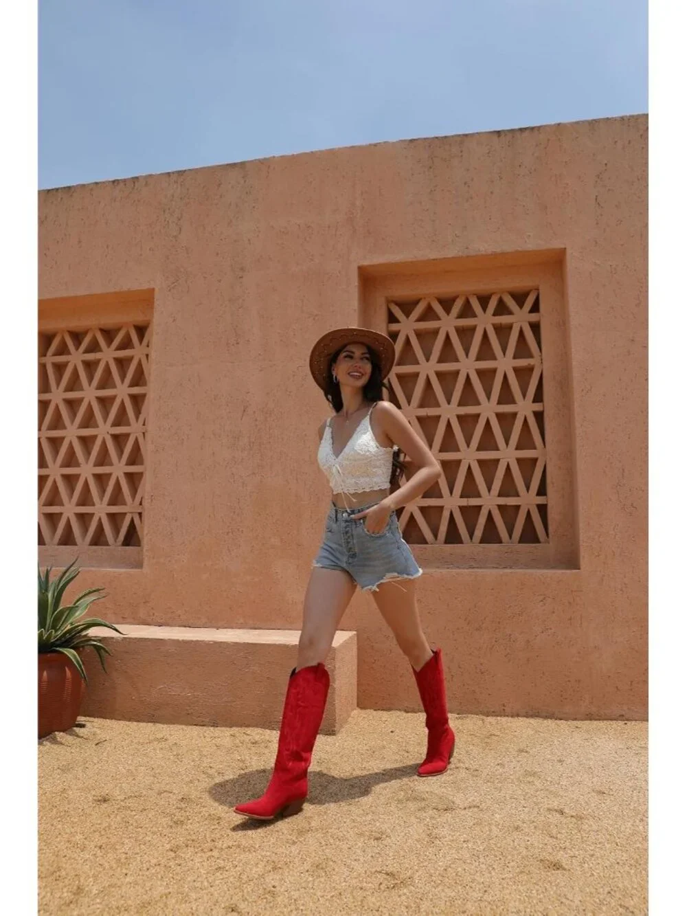 Women's Red Pointed Toe Faux Leather Block Heel Heel Over The Knee Boots